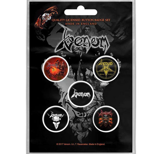 Venom- Black Metal Button Pin Set